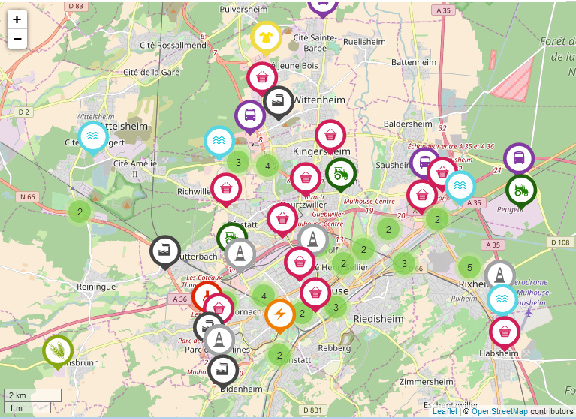Géolocalisation des ressources disponibles dans le secteur de Mulhouse © OpenStreet Map Contributor