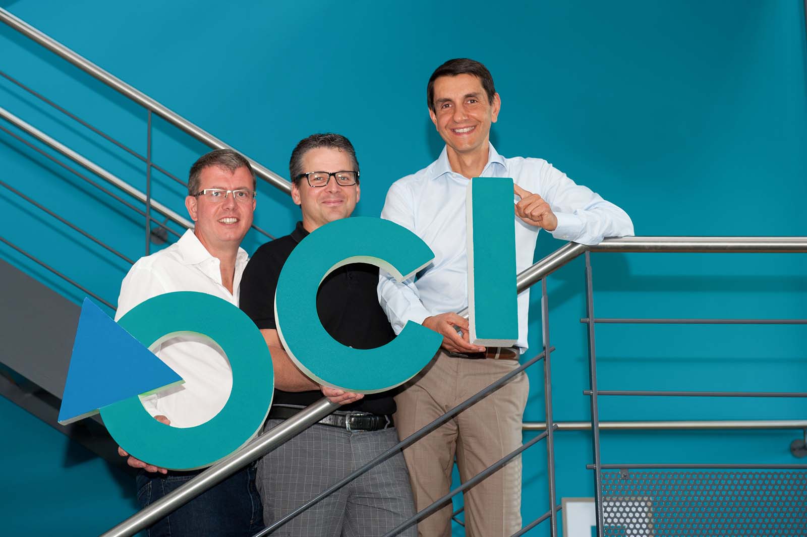 Vincent Noé, Romuald Valichon et Christophe Genet, le trio à la tête d’OCI Informatique (de gauche à droite) © Jean Haeusser / Accent